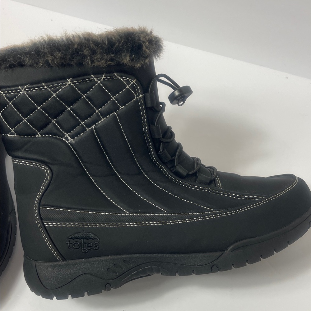 Totes Eve Cold Weather Boots Womens Size 8 Faux Fur Lining Zippered Drawstring